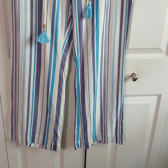 Draw string wide leg Linen blend pants size large - Picture 3 of 12